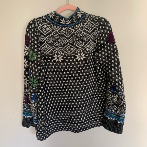 Anthropologie | Rosie Neira Nordic Sweater Cardigan Dark Grey | S - Picture 9 of 10